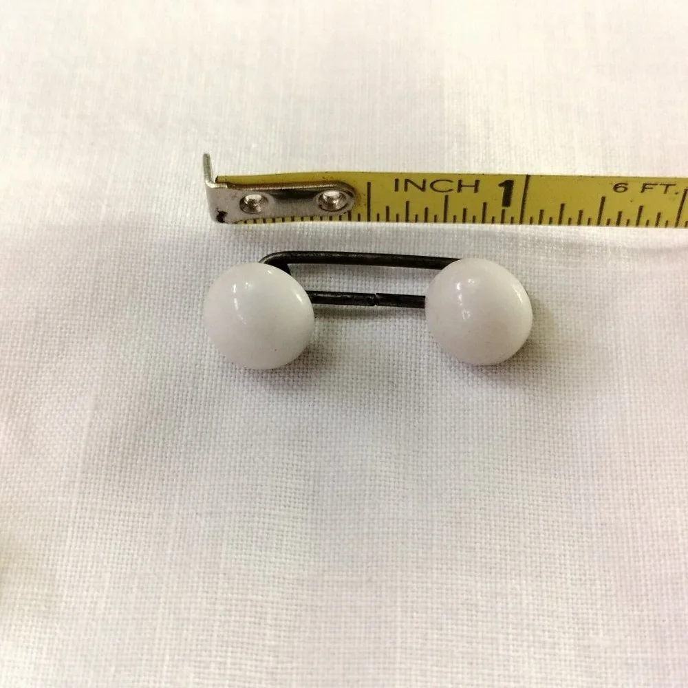 4/$20 Vintage Antique White Glass Bar Cufflinks Round Domed Simple